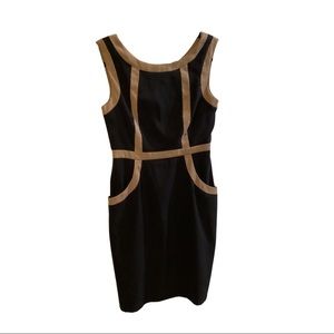 Black and Tan sleeveless form fitting dress